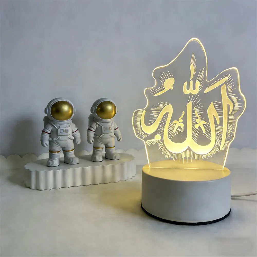 

3D-светильник «Лунный замок» из акрила с LED-подсветкой, питание от USB, украшение для Ид Мубарак, праздничные принадлежности для Рамадана, неоновая лампа, декор для спальни