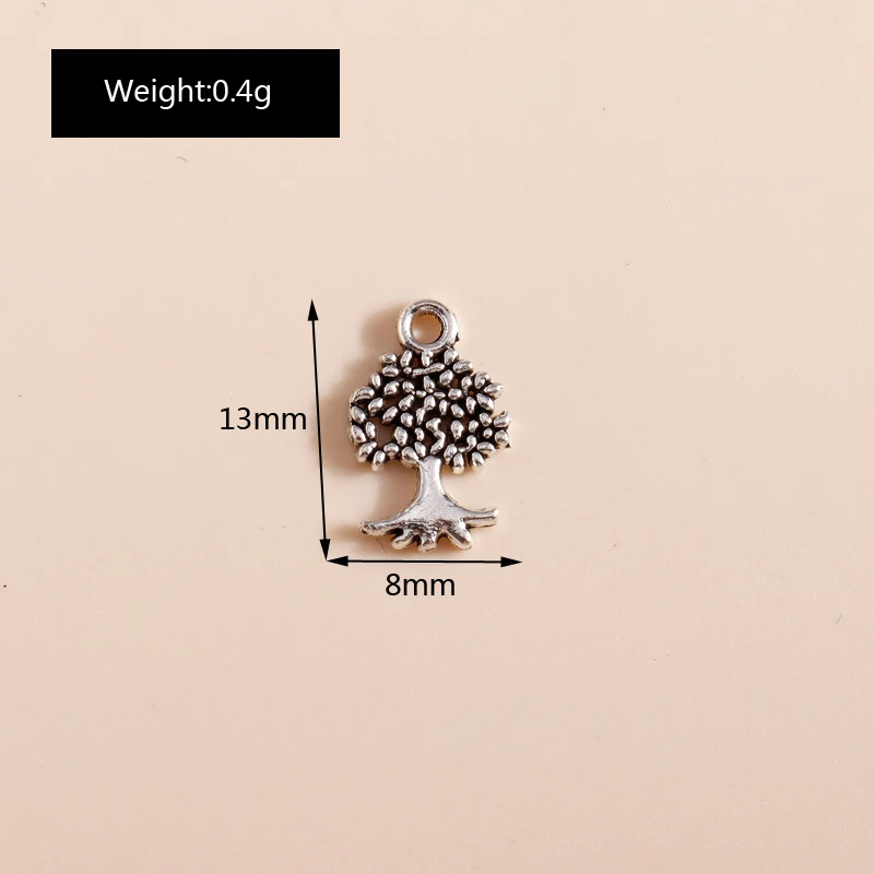 Leslie 50 Stück silberfarbene Metall-Anhänger mit Baumblatt- und Blumenmotiv, passend für DIY-Schmuckherstellung, Halsketten, Legierungsarmbänder, handgefertigtes Kunsthandwerk – Detail 16