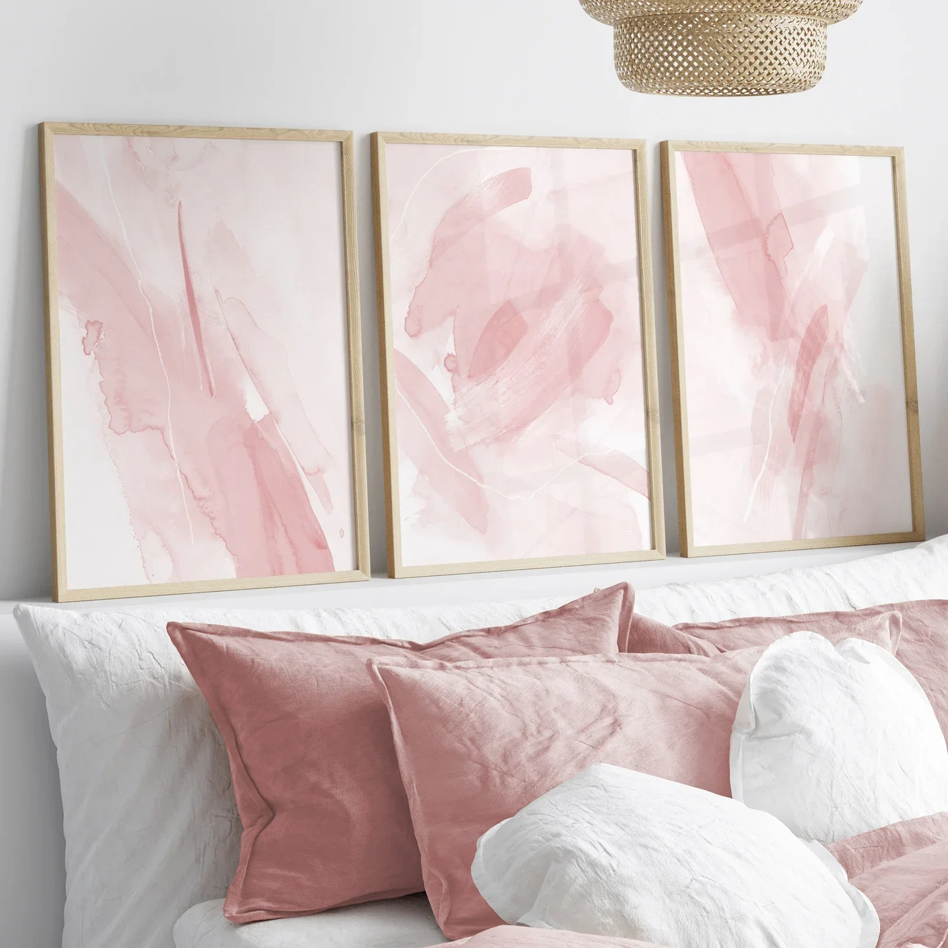 3PCS  Modern Pink Abstract Gallery Poster  Aesthetic Wall Art Minimalist Bedroom Wall Decor Canvas Painting for Room Decor
