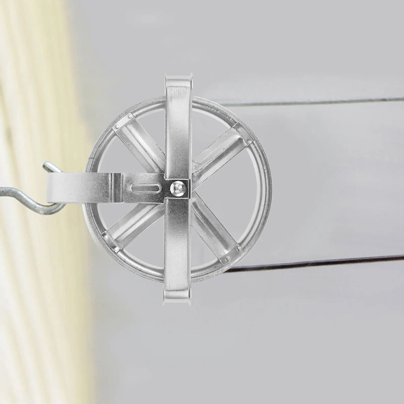 4Pcs Heavy Duty Clothesline Pulley Outdoor Wear Resistant Deep Groove Metal Frame Pulley for Laundry Drying Line Blankets Towels