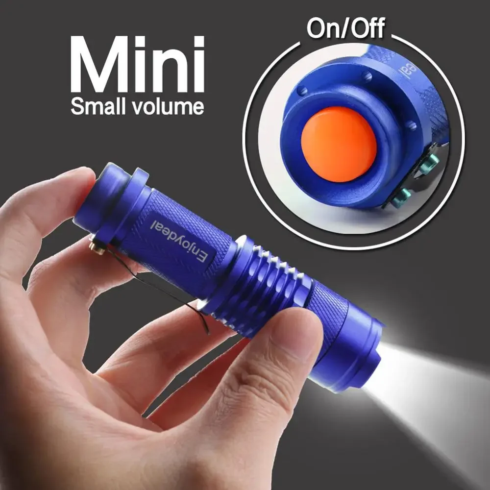 Portable Outdoor Flashlight Mini Zoomable 2000 Lumen LED Flashlight Torch Lamp penlight 1 Modes Blue AA For Best Price Lights