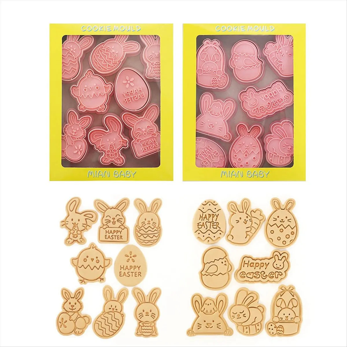 [Greatitem]16PCS Easter Cookie Cutter Mold Easter Eggs Chick Biscuit Fondant Mould for Easter Party Cake Decoration
