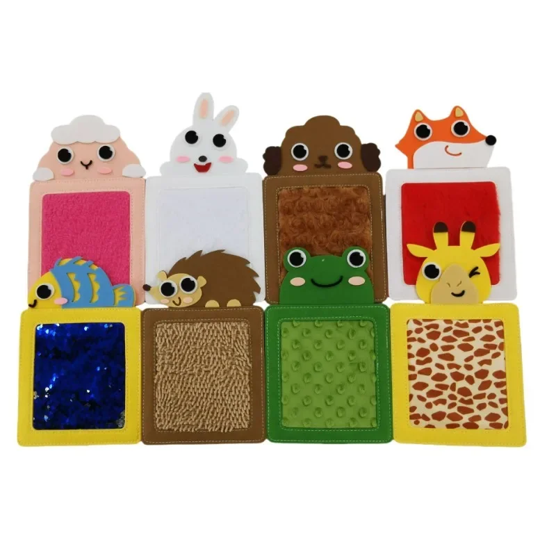 Felt Shape Animal Head Sensory Pad Autistic Children Cartoon Perception Blanket Square Mats Hand Eye Training Texture Touch Toys