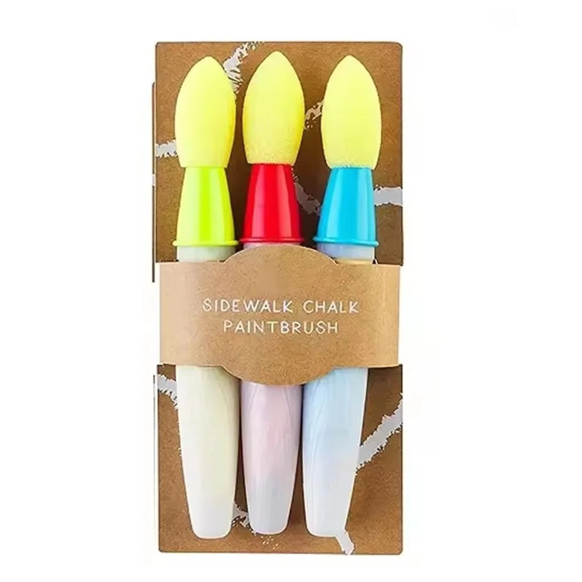 AB51 Washable Sidewalk Chalk Paint Brush Set Soft with Foam Brush Head Chalk Paint Stick Children'S Gifts Kid'S Paintbrush