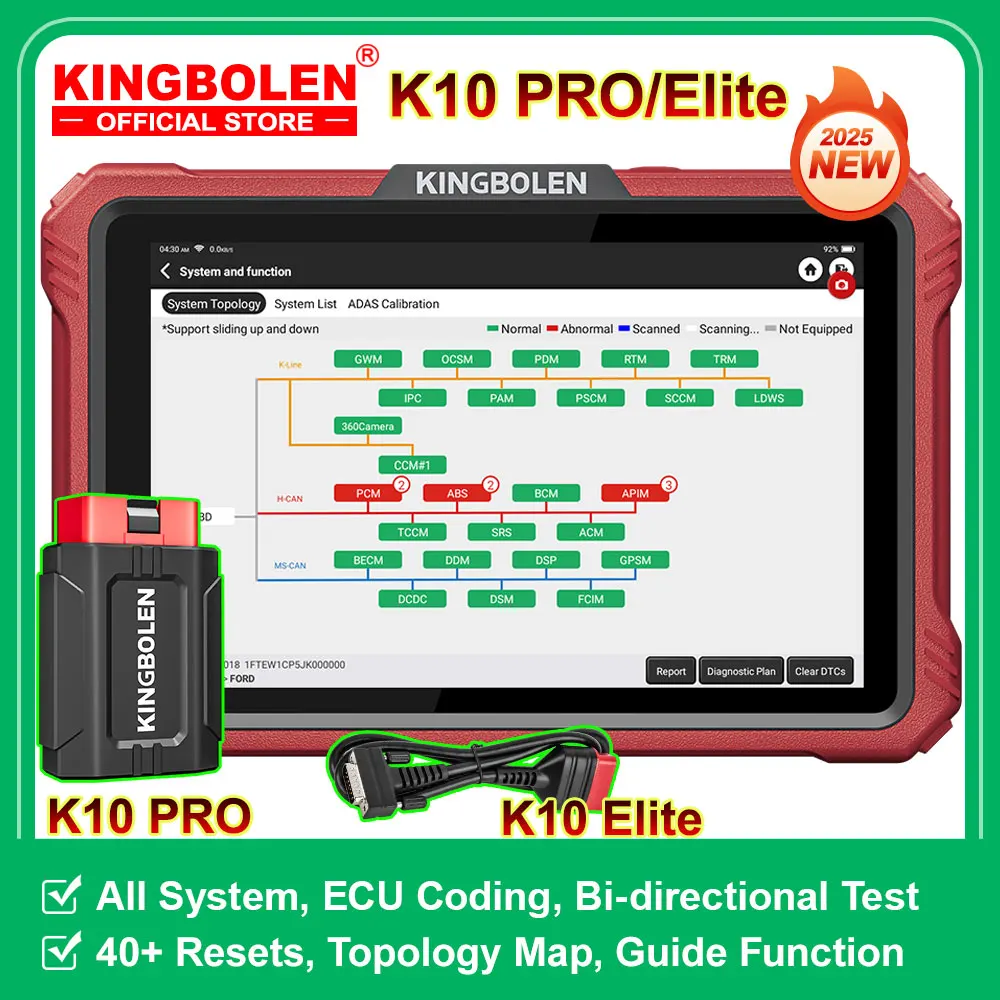 KINGBOLEN K10 PRO K10 Elite CAN FD DoIP All System Car Diagnostic Tools 40 Reset Topology Map ECU Coding Active Test pk LAUNCH
