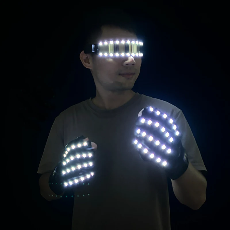 Okulary Led NightClub Masquerade klub koncertowy akcesoria neonowe fajne Vogue migające futurystyczne okulary LED mężczyźni metalowe fajne okulary — zdjęcie 2