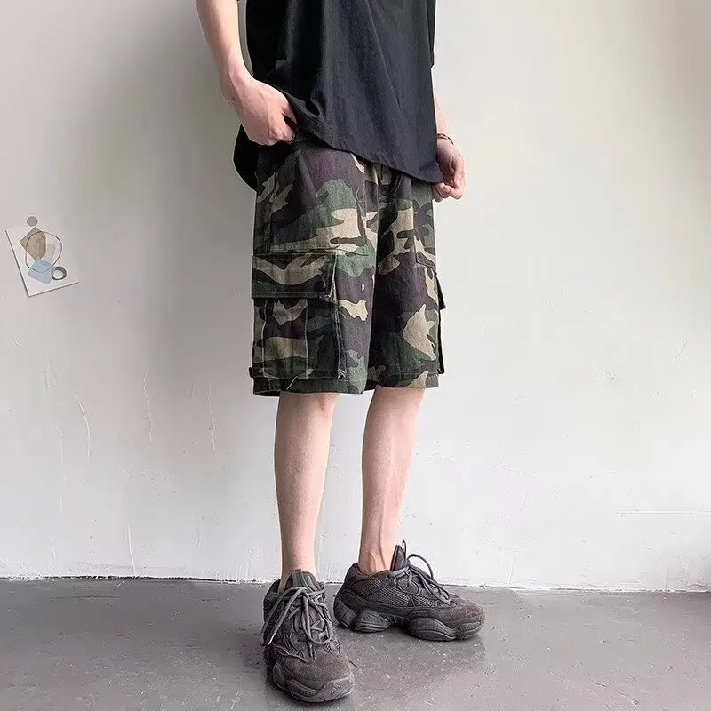 

American Retro Workwear High Street Cool Camouflage orts Men Summer Trendy Loose Five-Point Casual Mid-Pants