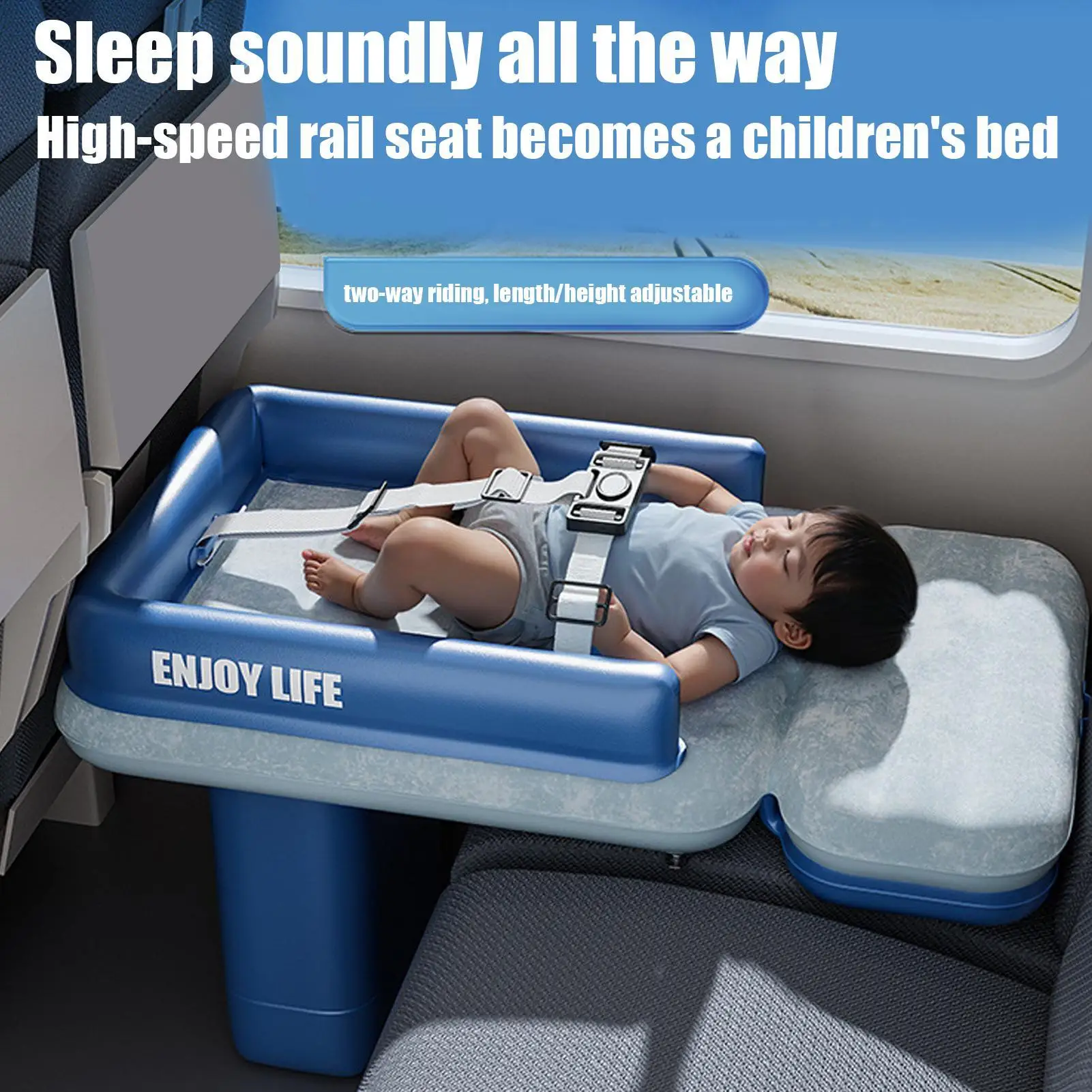 Toddler Plane Bed Blow Up Child Air Mattress Soft Foldable Baby Air Mattress With Guardrail For Flight Camping Daycare Car Seat