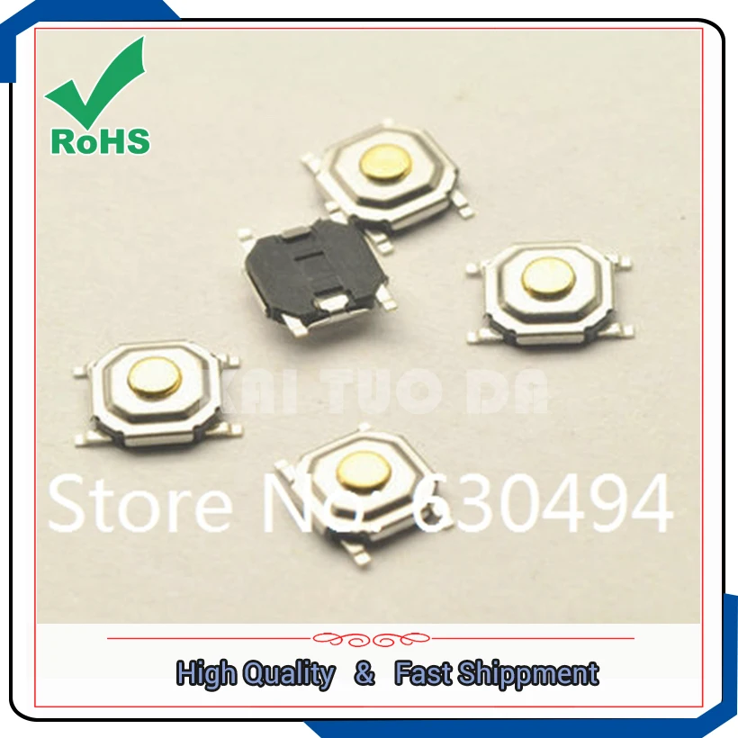 Free Shipping One Lot 100PCS High quality 5.2*5.2*1.5mm 5.2x5.2x1.5mm SMD push button switch microswitch Tact Switch