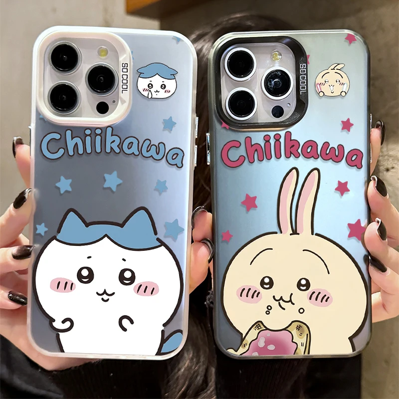 ChiiKawa Creative Hard Plating Phone Case for IPhone 17 16 15 14 13 12 11 Pro Max Plus 17 Air 16E X XR XS Max Shockproof Cover