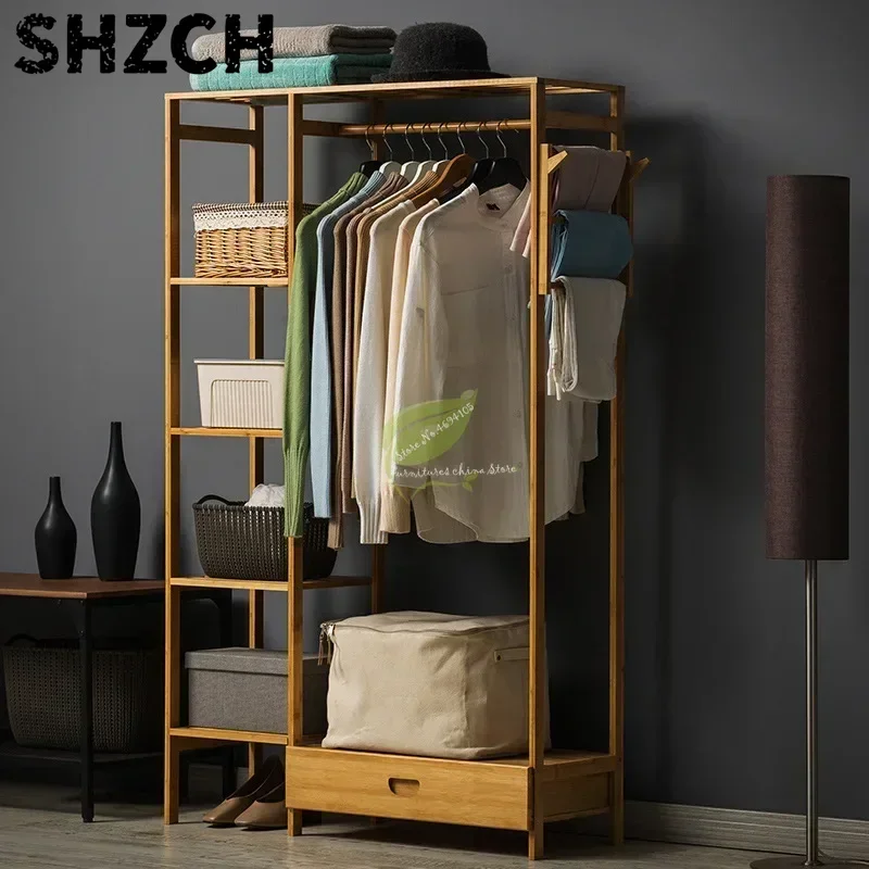Extra Large Wardrobe Modern Multifunction Storage Rack Floor Shoe Rack with Coat Hanger  Home Furniture Organizer