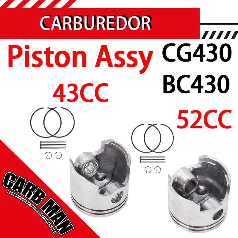 For Walbro CG430 BC430 40-5 43cc 49cc 52cc 2 Stroke Engine Garden Tools Chainsaw Trimmer Blower Gas oline Cylinder Piston Assy