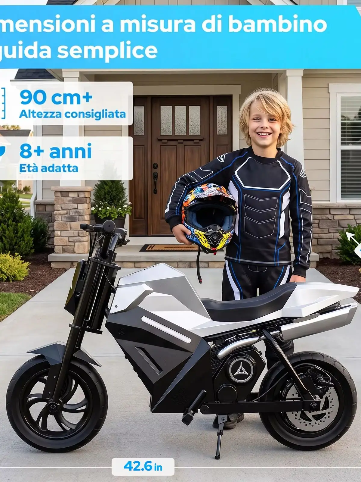 TODIMART Kinder-Elektromotorrad, bürstenloser Motor, 21,6V 4AH Lithium-Akku, 15 km/h Höchstgeschwindigkeit, Scheibenbremse hinten, 12,5-Zoll-Luftreifen, Offroad-Elektro-Dirtbike für Jungen und Mädchen