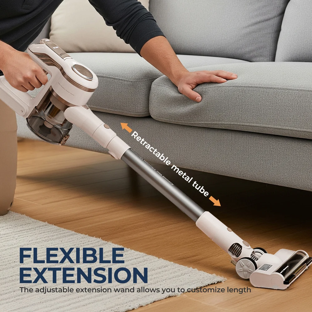 Aspirapolvere senza fili, pulitore leggero senza spazzole con aspirazione elettrica a 2 velocità, doppio motore, 3 spazzole, batteria rimovibile