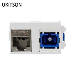 Shield CAT6A RJ45 LAN Socket With SC UPC Fiber Optical Module 23x36mm Network Slot Plug For Empty Blank Faceplate