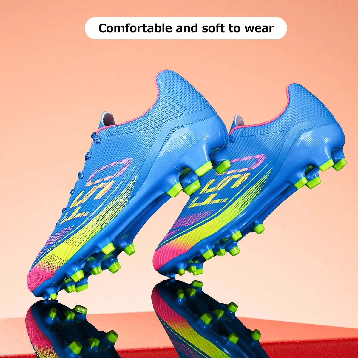 Adult Men's AG/FG Long Spike Football Shoes Outdoor Competition Comfort Breathable Shockproof Sneakers