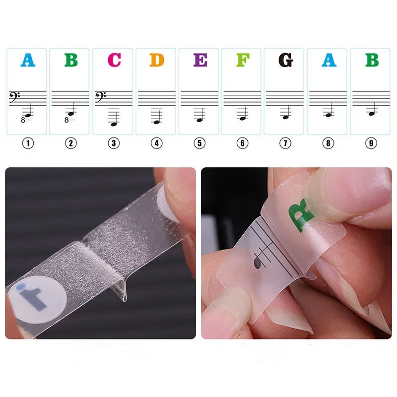 Transparent Piano Keyboard Stickers Music Decal Notes Detachable Electronic Piano Spectrum Sticker Symbol for 49/54/61/88 Keys