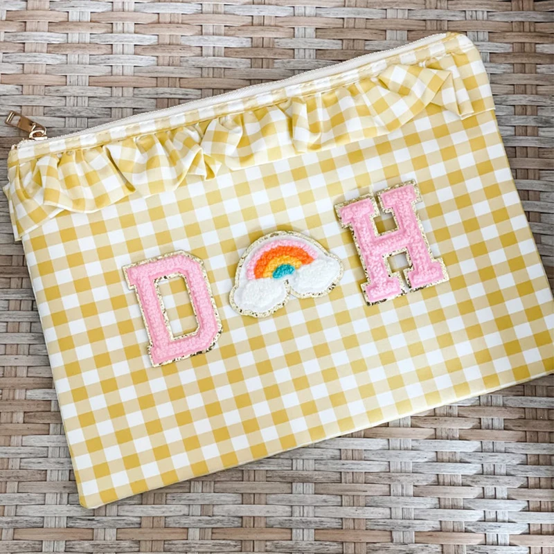 10pcs/set Plaid Makeup Bag Envelope Style Gingham Pouch Bag Travel Personalized Customized Cosmetic Bag Birthday Party Gift