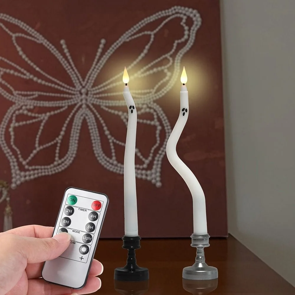 S-Shaped LED Electronic Candles Twisted Long Stem Flickering Flameless Candles Ambient Lighting Long Pole Fake Candles