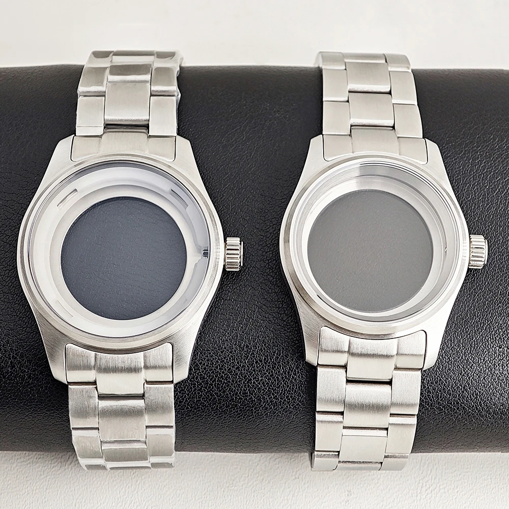 NH35 Pilot 36mm/39mm Case Silver Pilot Watch Case Sapphire Glass Stainless Steel bracelet strap Fit for NH34 NH35 NH36 movement