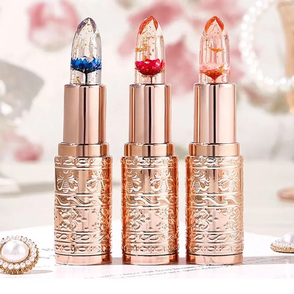 Nourishing Temperature Color Change Lipstick Moisturizing Waterproof Flower Petal Lipstick Autumn Winter Hydration