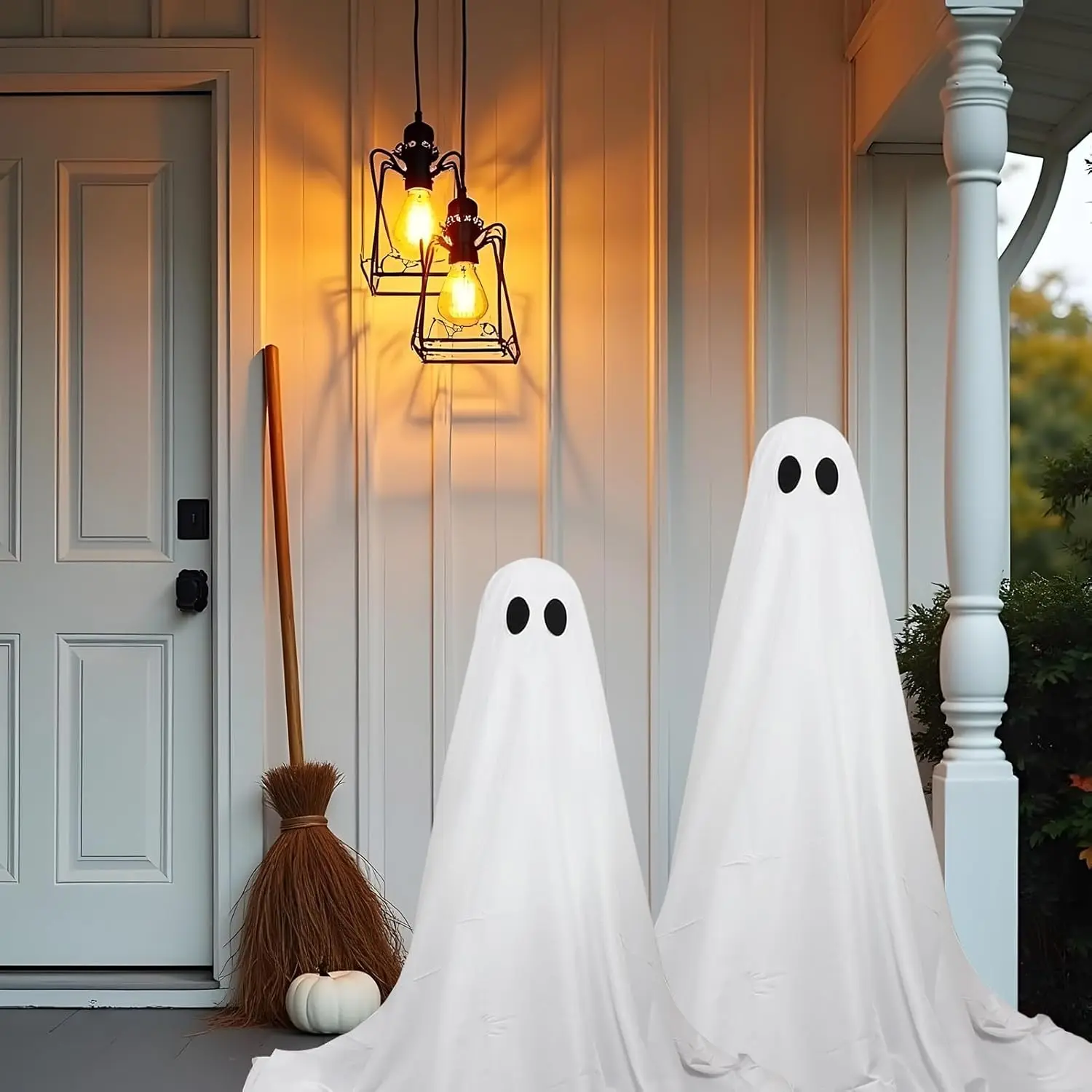 

Halloween Front Porch Decoration - Glowing Ghost with Hat - Standing Courtyard Spooky Decor for Halloween Atmosphere