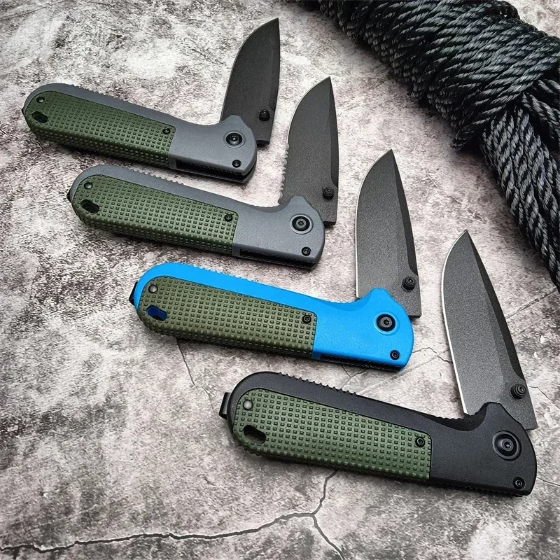 4 BM430 Redoubt Outdoor Tactical Folding Knife D2 Blade Nylon Wave Fiber Handle EDC Camping Hunting Rescue Tool Suitable for Men