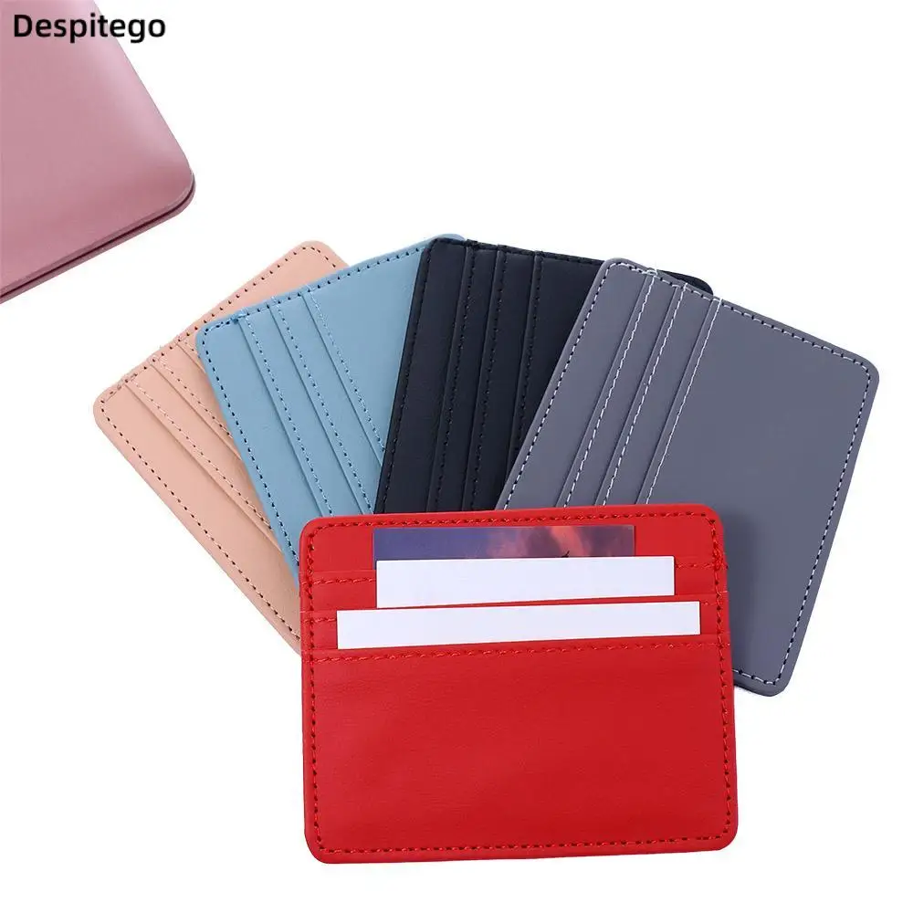 

3Card Slots Pu Leather ID Card Holder Ultra-thin Card Case Wallet Candy Color Bank Credit Card Box Women Men Business Card Cover