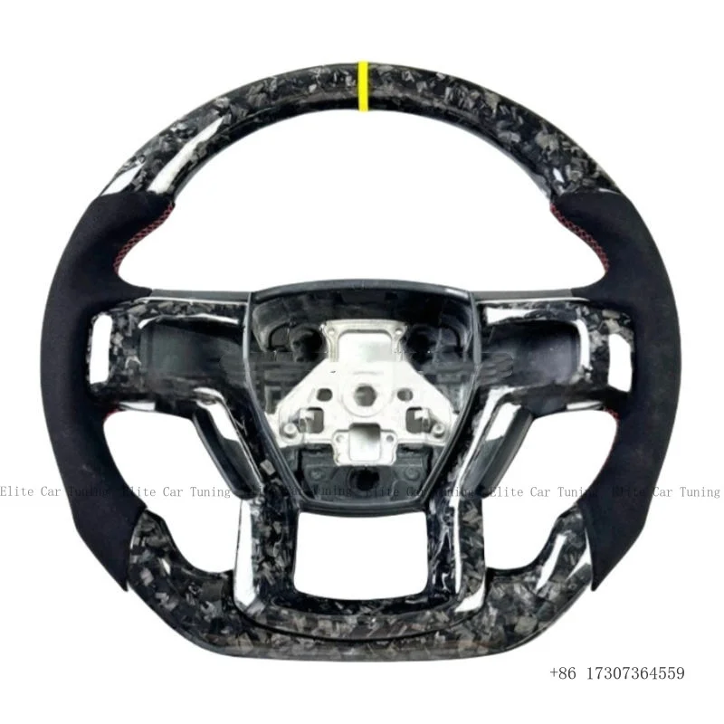 

Самый популярный руль из перфорированной кожи с карбоновыми вставками и оранжевой строчкой для Ford Mustang