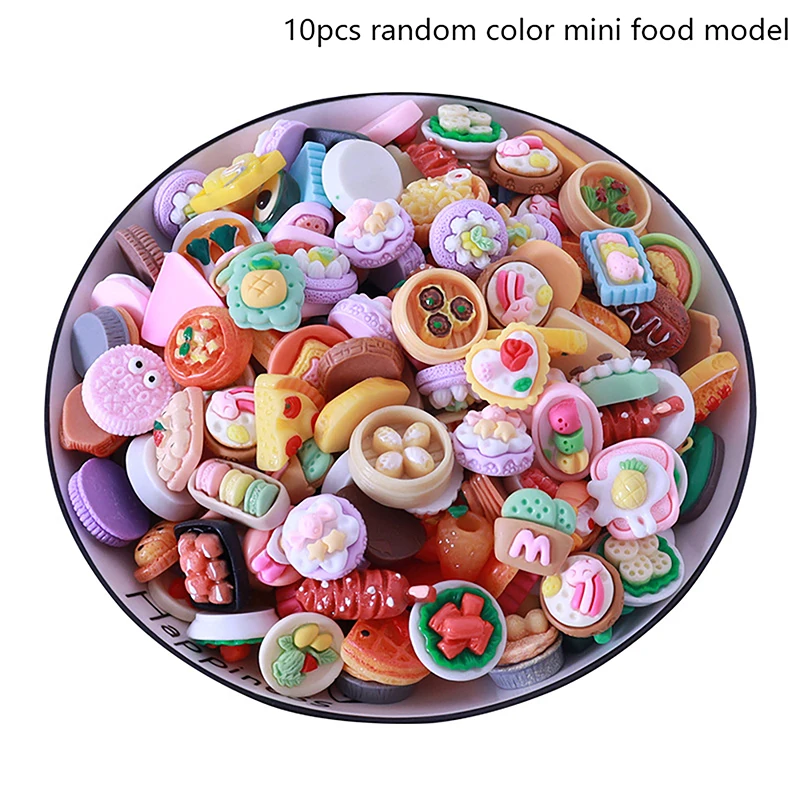 

10Pcs Random Color Dollhouse Mini Food Model Kitchen Accessories For Doll House Decoration Kids Pretend Play Toys