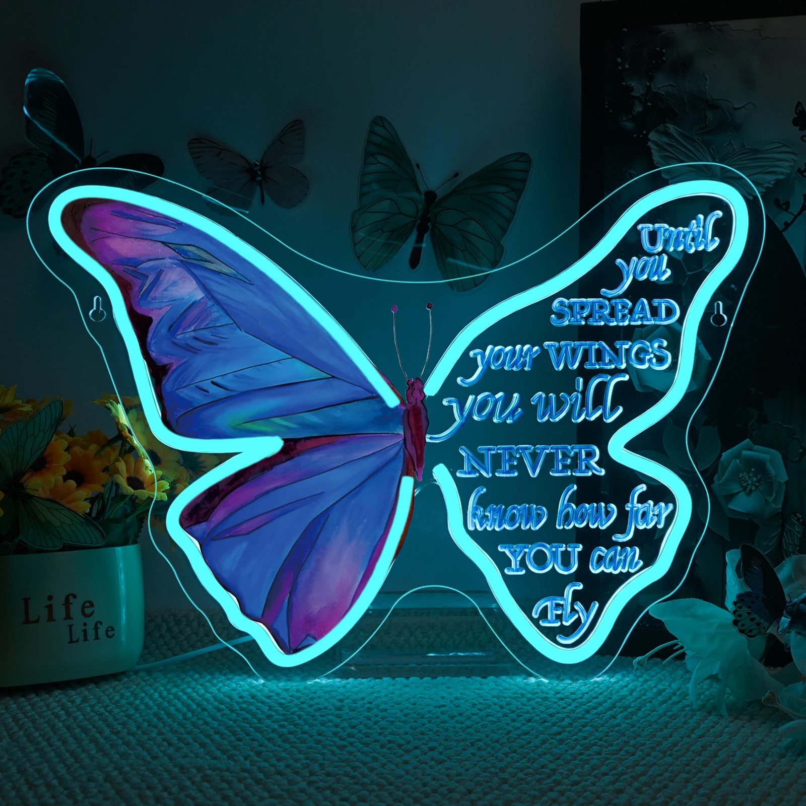 

Неоновая вывеска в виде бабочки для декора стен, светодиодные фонари для спальни для девочек, фон для магазина, настенное искусство для бара, свадьбы, дня рождения, подарки на день матери
