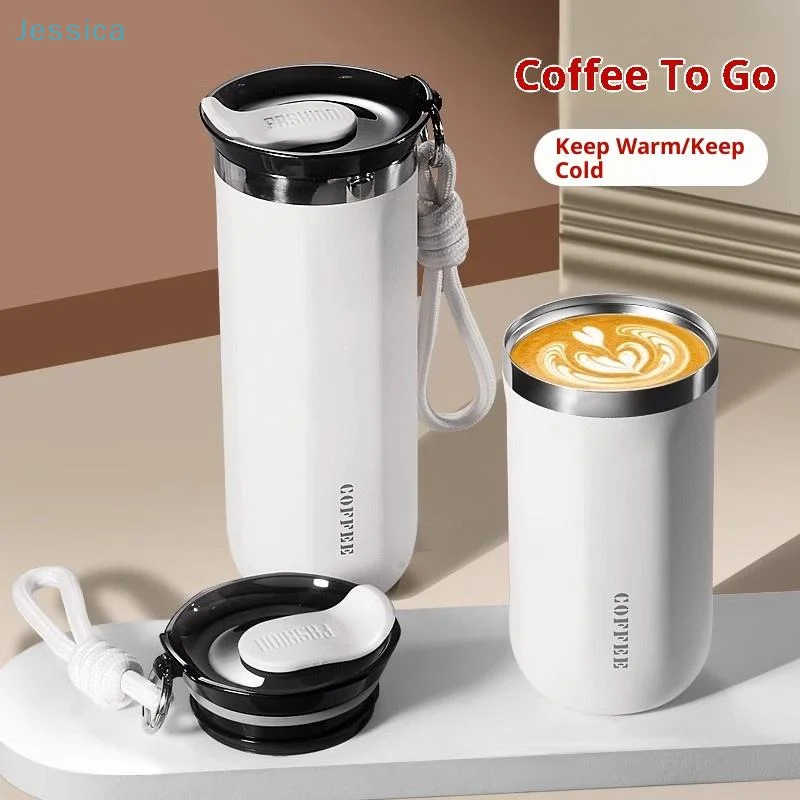 ♥ ♥ ♥ ♥ ♥ Vakuumisolierter Becher aus Edelstahl für den Heimgebrauch, gerader Trinkbecher mit Deckel, tragbare Kaffeetassen