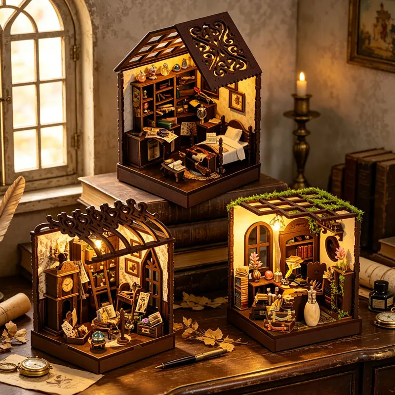 DIY Wooden Miniature House Kits 3D Puzzle Doll Houses Assembly Building Model Home Decor Dollhouse Toys For Friend Birthday Gift