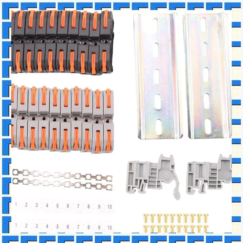 

ABNG 2X DIN Rail Terminal Blocks Kit, With Universal Compact Connectors, Connection Bar, Marker Strip, Screws, 28-12 AWG