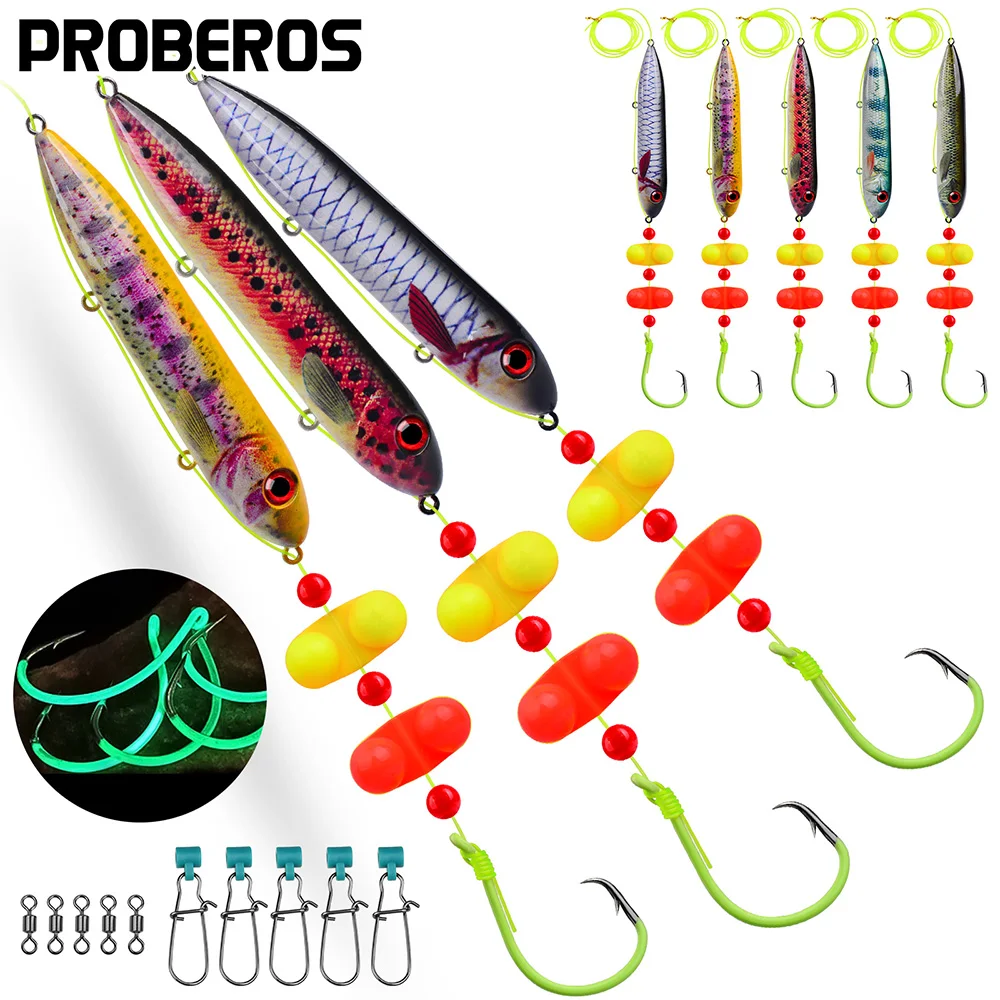 

PROBEROS 5pcs Catfish Rig with Rattler & 3D Eyes-Premium Fishing Gear for Catfish Hooks for Catfish in Freshwater Lake 8/0 10/0