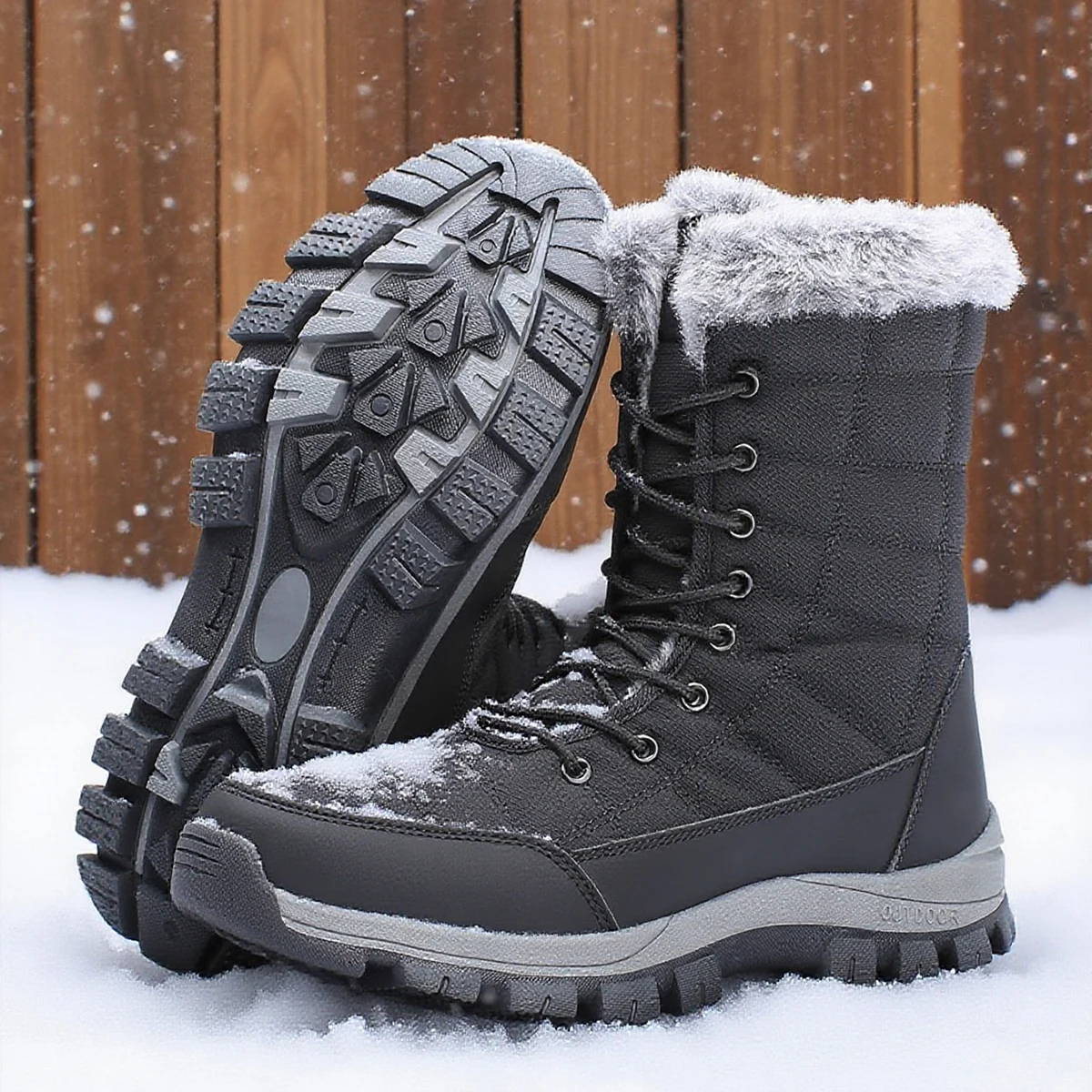 

Unisex Winter Men Climbing Boots Warm Plush Men's High Top Snow Boots Outdoor Walking Ankle Work Women Boots Size 36-48