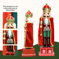 35CM Wooden Nutcracker Ornament Calendar Soldier Puppet Handcraft Doll Home Office Table Xmas Decoration Statue Christmas Gift