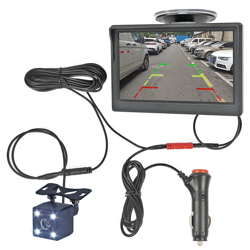 

SMALUCK 5inch Car Monitor Vehicle Rear View Reverse Backup LED Car Camera Video Parking System Car Charger Easy Installation