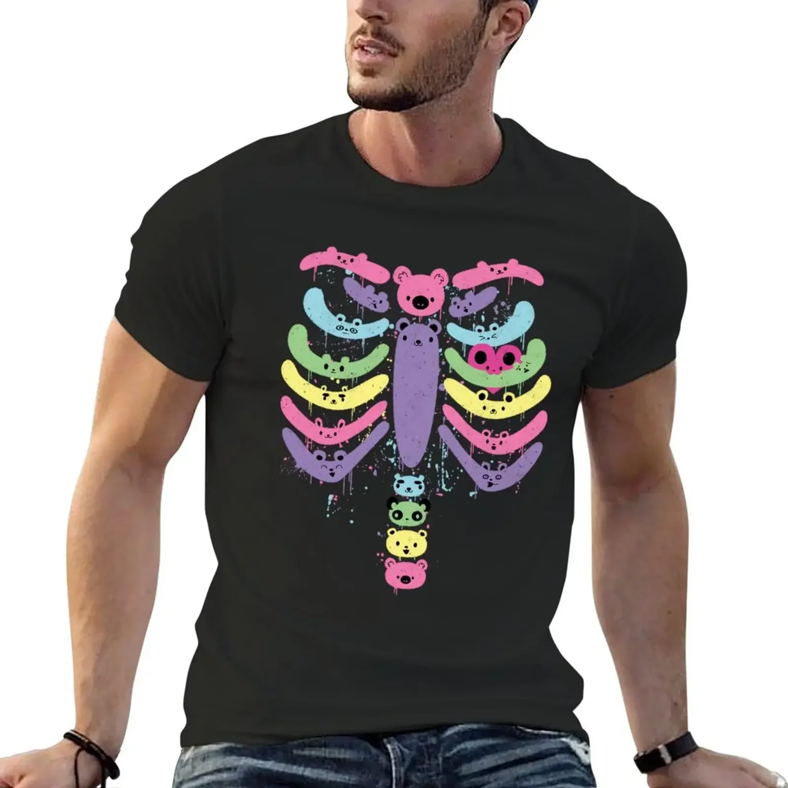 Bear Bones Kawaii Drip T-Shirt cotton graphic tees designer shirts fruit of the loom mens t shirts