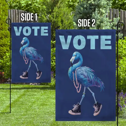 Flamingo Vote Chucks And Pearls Double-sided Flag, Kamala Harris Democracy Flag