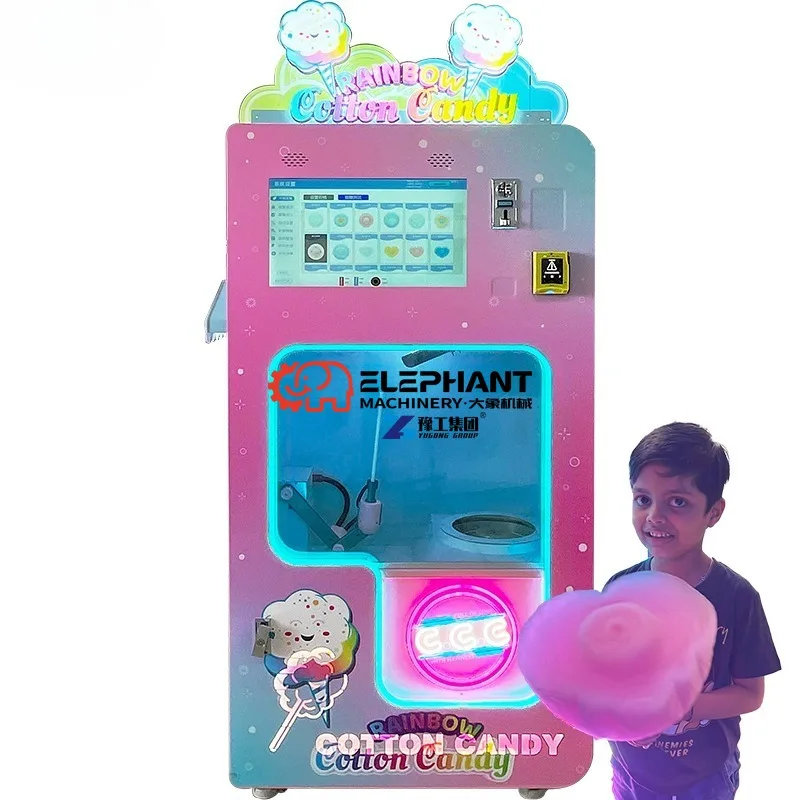 Hot Sale Automatic Cotton Candy Robot Sugar Floss Vending Machine with Easy-to-Use Cotton Candy Marker