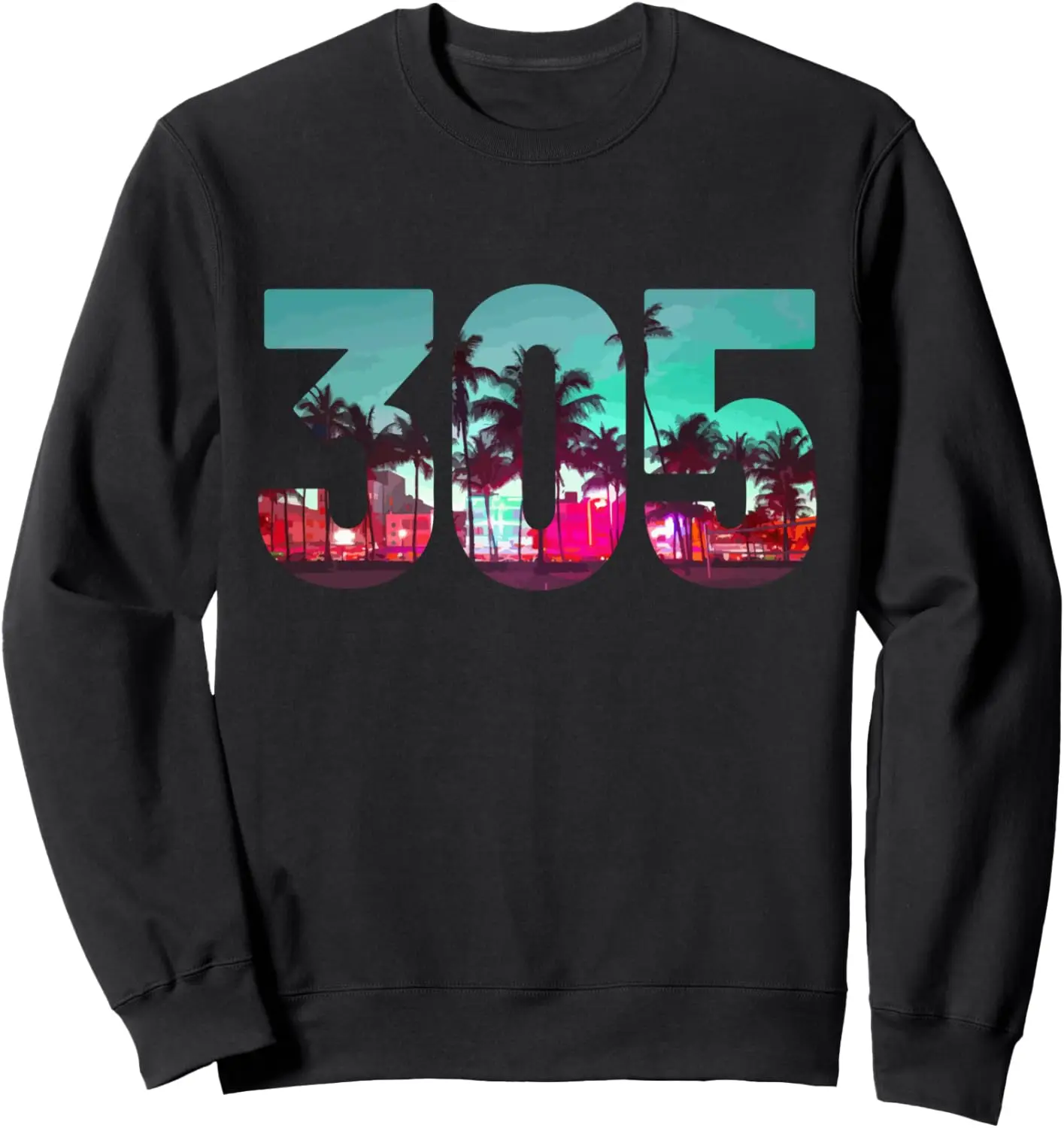 Miami 305 Area Code Florida Vintage Palm Trees Pride Retro Sweatshirt