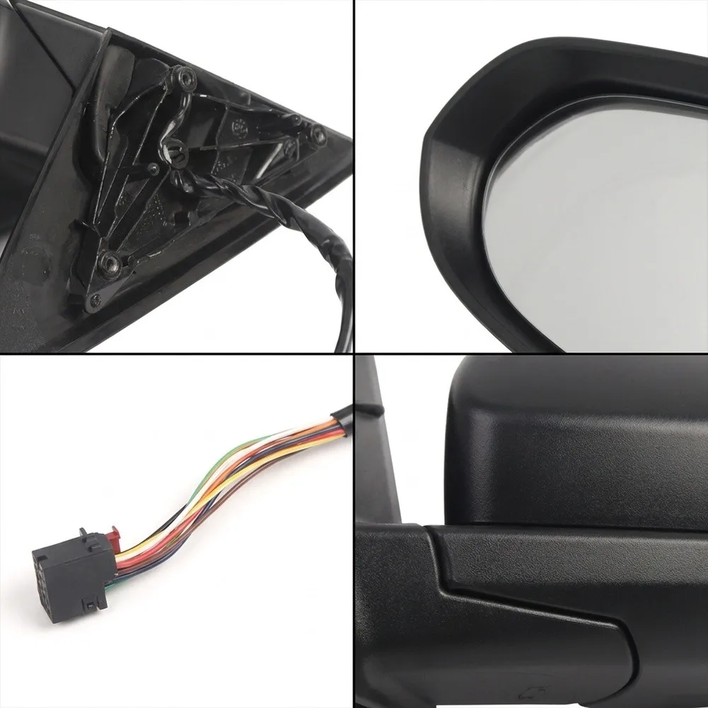 For A6 2011-2018 Passenger Side Mirror Assembly ABS Black 12V Heated Power Folding with Memory and Yellow Signal Lamp