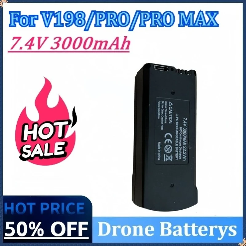 

Upgraded 7.4V 3000mAh Drone Battery for V198 Pro/Max 8K GPS RC Quadcopter Spare Battery Accessories Parts High Quality Battery