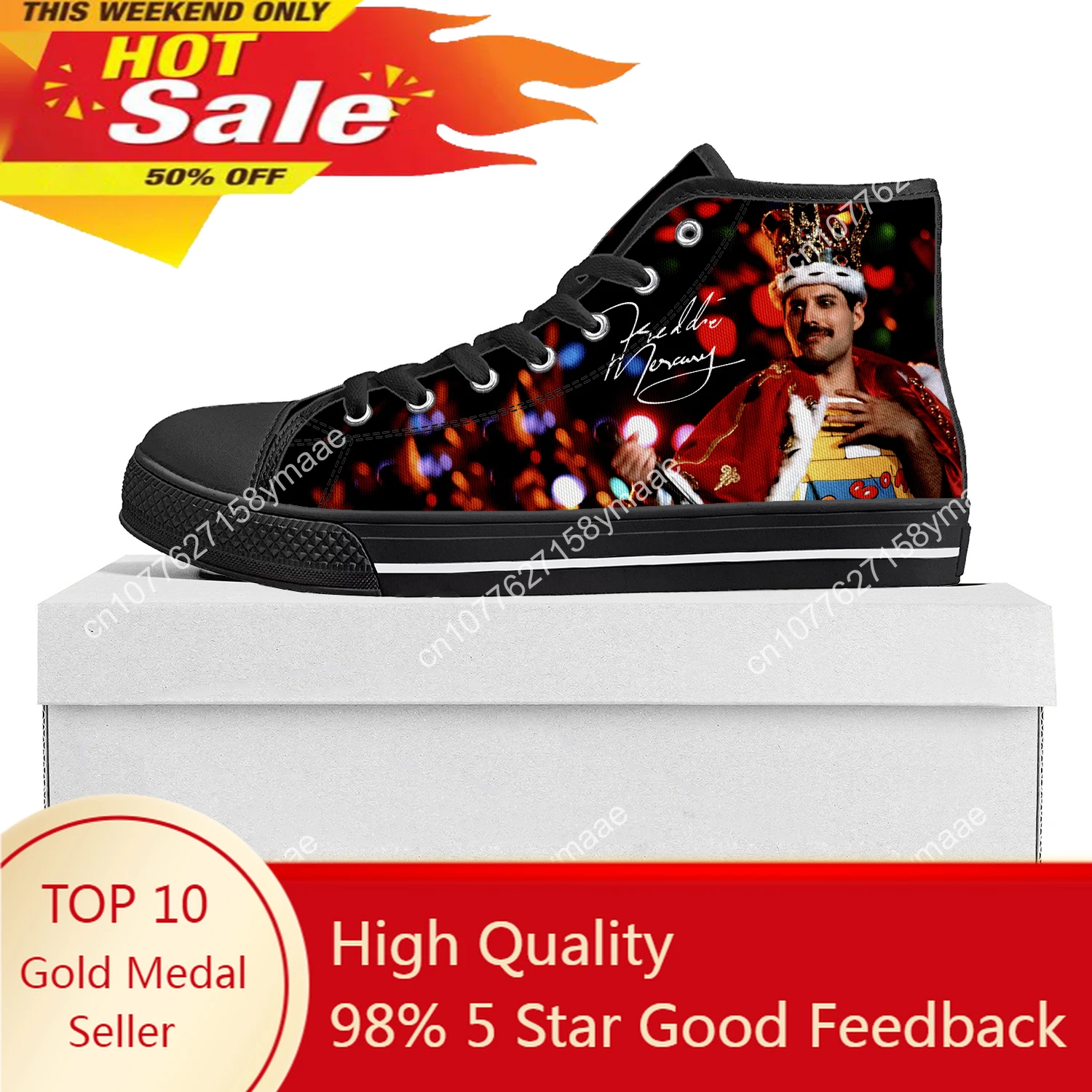 

Freddie Mercury High Top High Quality Sneakers Mens Womens Teenager Canvas Sneaker Casual Custom Made Shoes Customize DIY Shoe