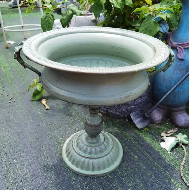 Retro Wrought Iron Plant Shelves Personalized Trophy Pot Stand Decorative Bucket Floor Flower Shelf Unique Plant Display image 5
