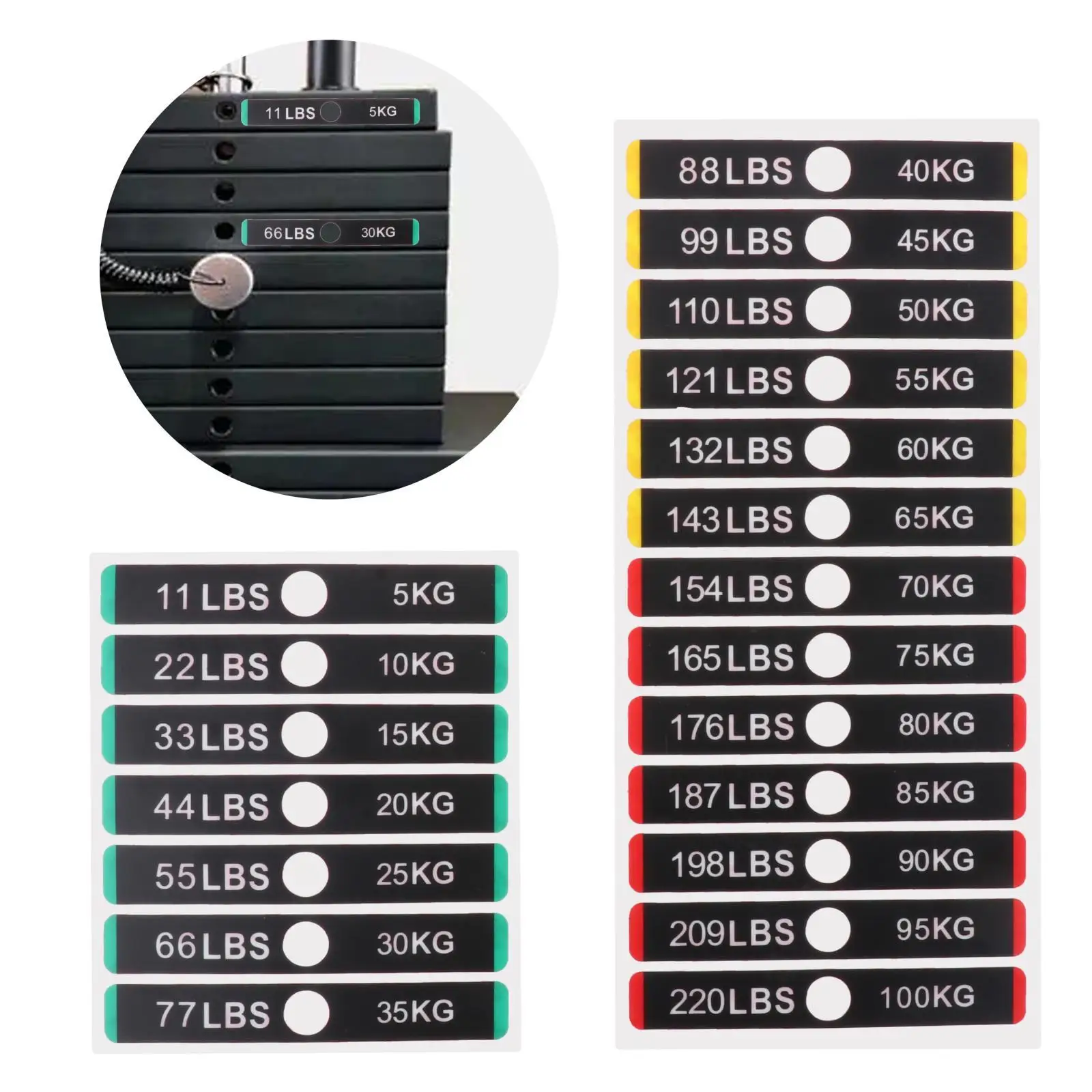 

Этикетки для стека веса, наклейки на вес от 5 кг до 100 кг с весом