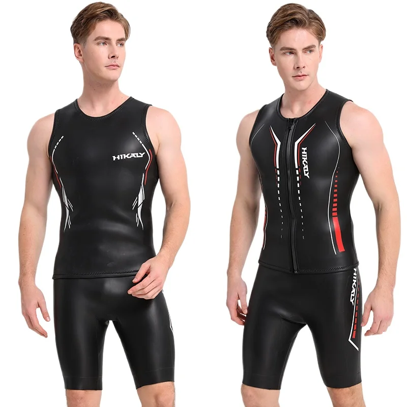 3mm Light Leather Triathlon Diving Suit CR Super Elastic Blind Seam Adhesive Split Diving Vest Warm Swimming Shorts