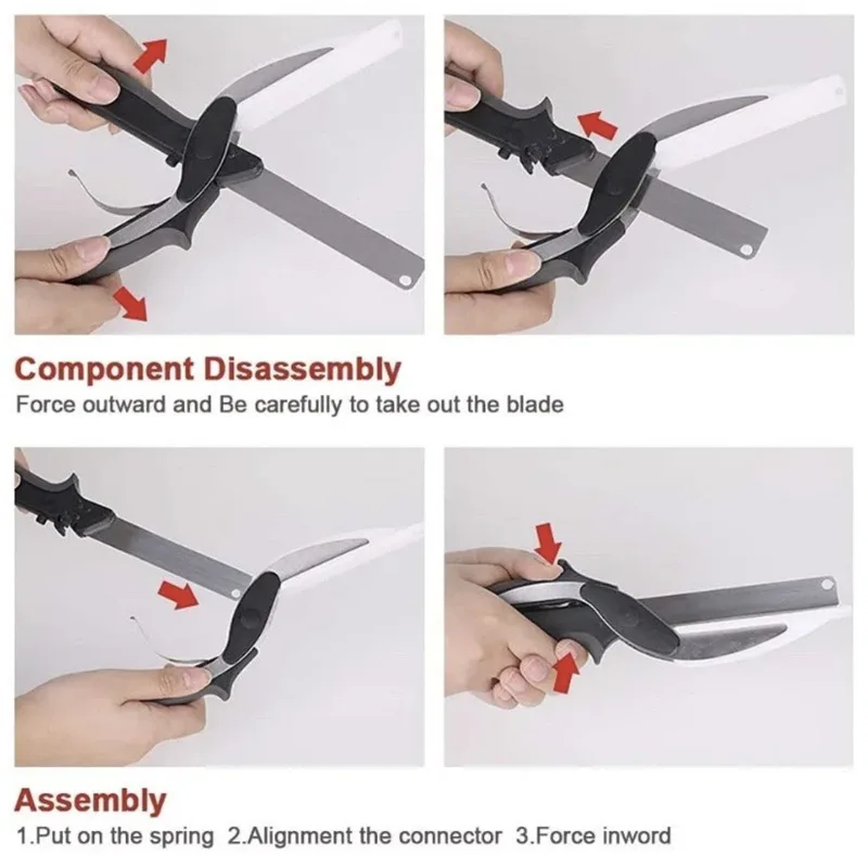 2-in-1 Stainless Steel Kitchen Scissor Separable Barbecue Steak Cutting Shear Fruit Knife Household Vegetable Food Processor view 4