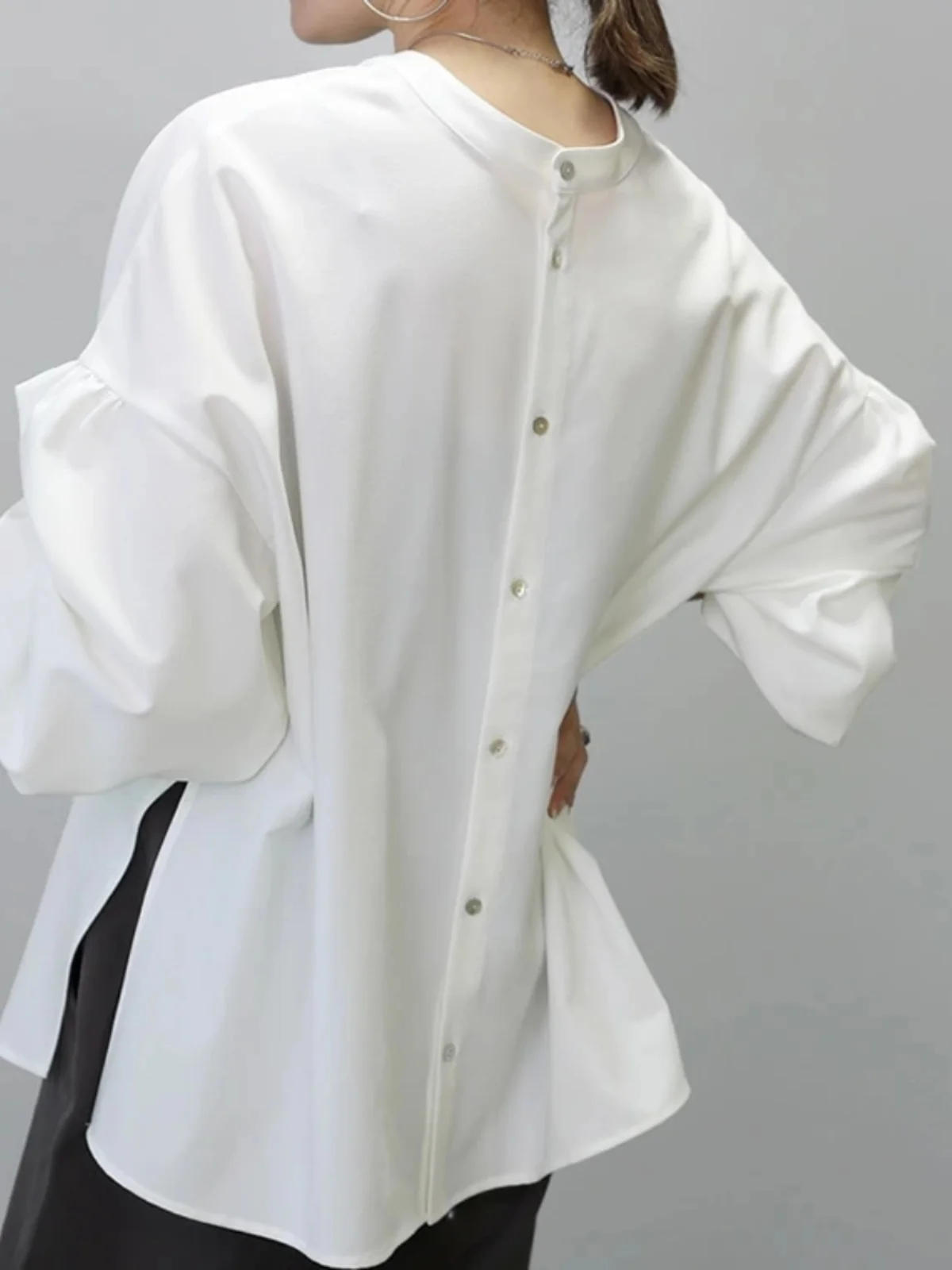 

Трансграничный повседневный корейский свободный крой Long Sve round Ne irt Двусторонний верх с базовым слоем Женская мода